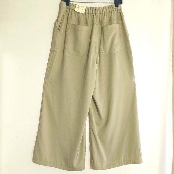 Max Studio London Women's High Waist Cropped Wide-Leg Trousers Moss Size L NWT - Picture 4 of 11